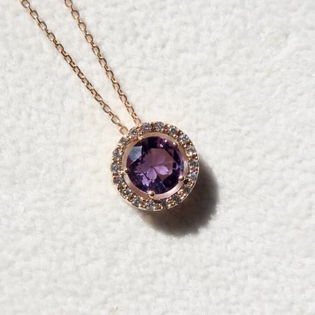 【necklace】　ローズアメジスト 6mm さくらインカット 0.08ct