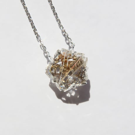 【necklace】　ルチルクォーツ 10mm ぺたんこさくらシェイプ