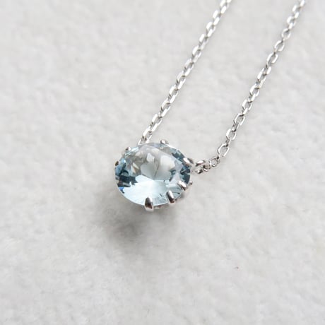 【necklace】　アクアマリン　6mm　クローバーインカット