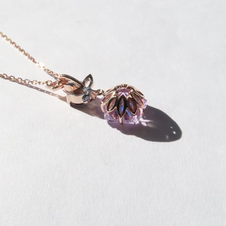 ローズアメジスト 8.5mm さくらシェイプカット necklace