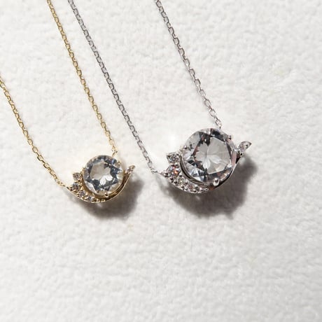 【necklace】　白水晶 6mm さくらインカット