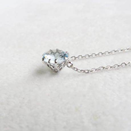 【necklace】　アクアマリン　6mm　クローバーインカット