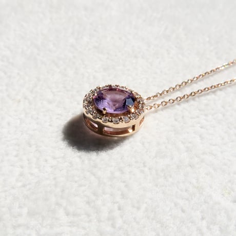 【necklace】　ローズアメジスト 6mm さくらインカット 0.08ct
