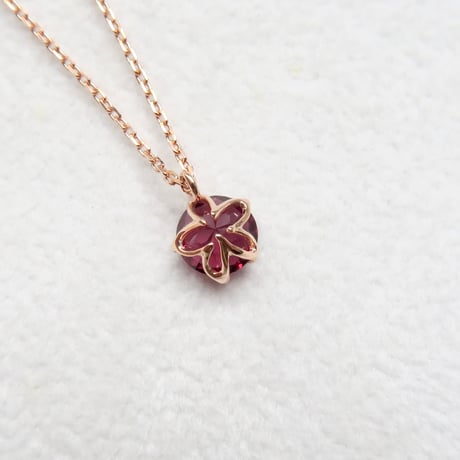 【necklace】　ロードライトガーネット　6mm　さくらインカット