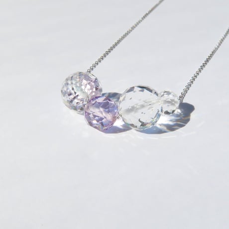 【necklace】　bubble（白水晶・ローズアメジスト）N-283