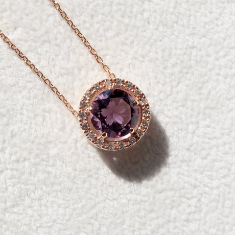 【necklace】　ローズアメジスト 8mm さくらインカット 0.18ct