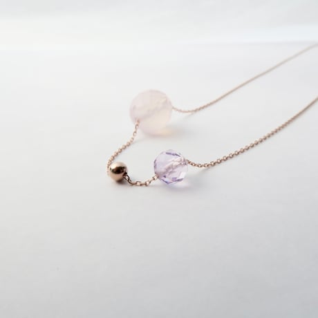 【necklace】　bubble（ローズクォーツ・ローズアメジスト）N-285