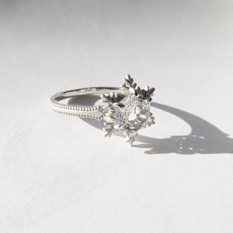 白水晶 6mm ゆきんこカット Ring＃11
