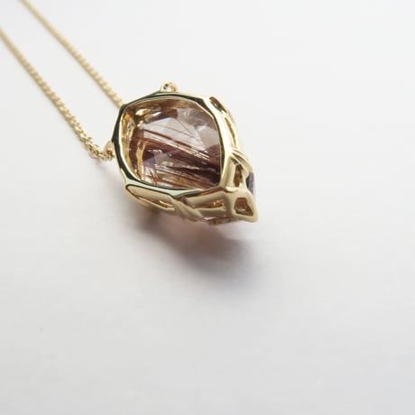 【necklace】　レッドルチルクォーツ　かんなカット
