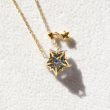 【necklace】　ロンドンブルートパーズ　10mm　星細工