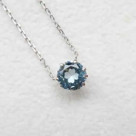 【necklace】　アクアマリン　6mm　クローバーインカット