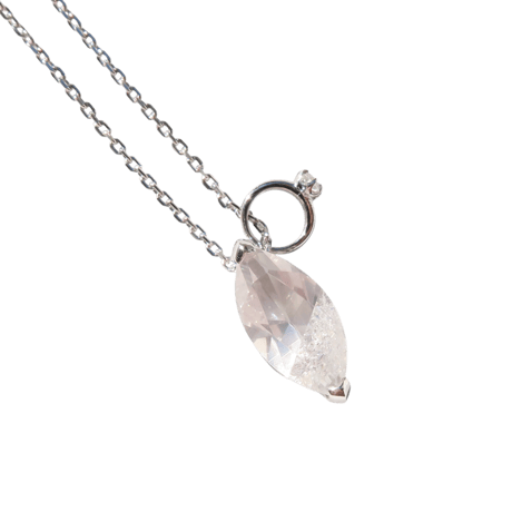 【necklace】　ローズクォーツ 12×6mm マーキス クラッシュクォーツ.