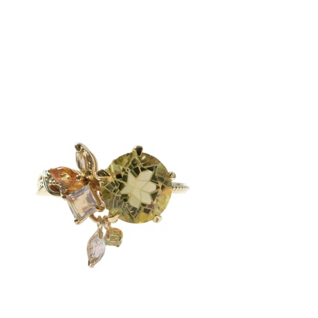 【Ring】　レモンクォーツ（ダーク） 8mm　ダンデライオンカット　＃13
