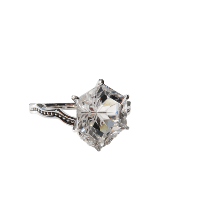 【Ring】　白水晶　8mm　ゆきんこカット　＃11