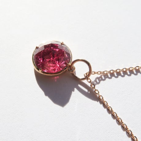 ルベライト 8mm RD型 甲州貴石切子 necklace