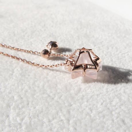 【necklace】　ローズクォーツ　10mm　星細工