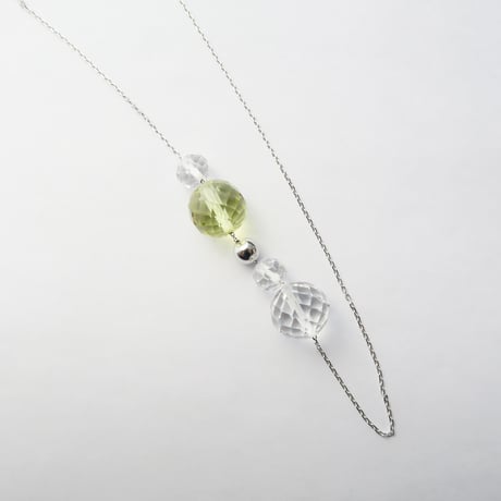 【necklace】　bubble（レモンクォーツ・白水晶）N-286