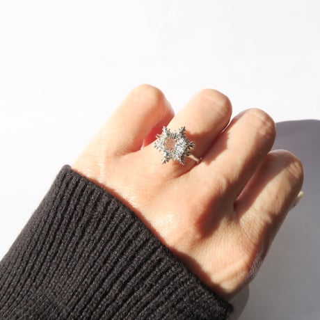 白水晶 8mm ゆきんこカット Ring＃11