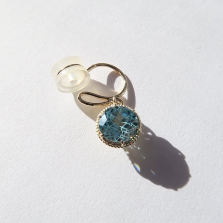 ブルージルコン 6mm ダンデライオンカット earring(片耳)