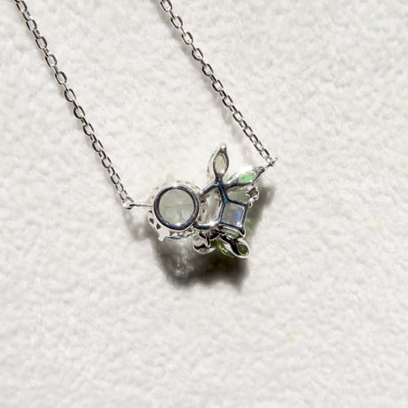 【necklace】　グリーンクォーツ 6mm クローバーインカット green