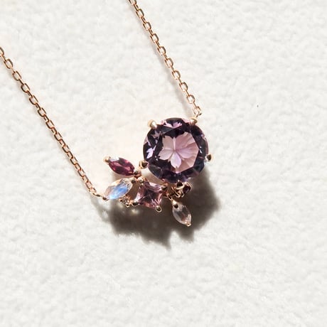 【necklace】　バイカラーアメジスト 8mm さくらインカット pink