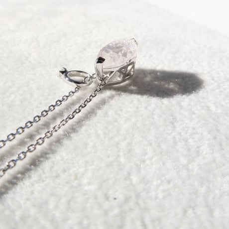 【necklace】　ローズクォーツ 12×6mm マーキス クラッシュクォーツ.