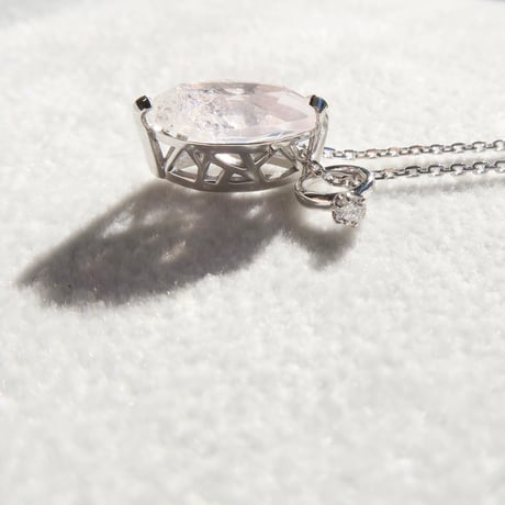 【necklace】　ローズクォーツ 12×6mm マーキス クラッシュクォーツ.