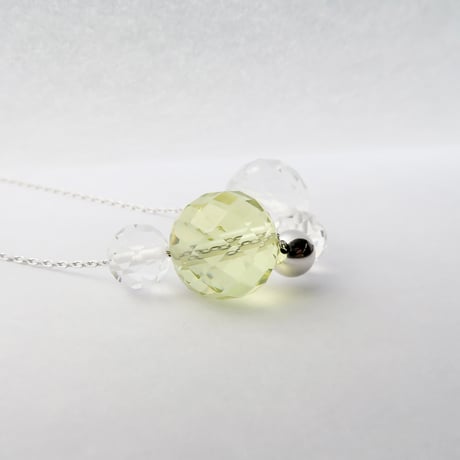 【necklace】　bubble（レモンクォーツ・白水晶）N-286