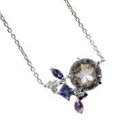 【necklace】　白水晶 8mm さくらインカット purple