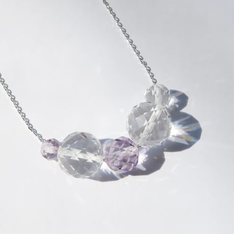 【necklace】　bubble（白水晶・ローズアメジスト）N-283