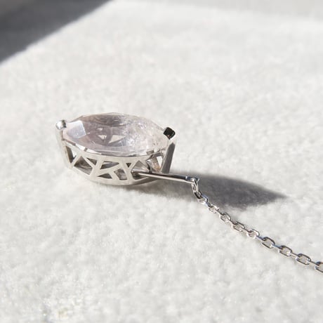 【necklace】　ローズクォーツ 12×6mm マーキス クラッシュクォーツ.