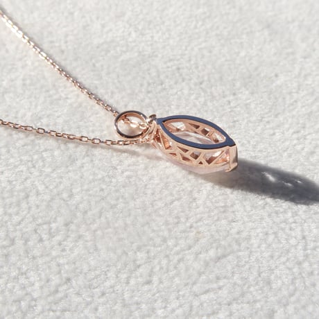 【necklace】　ローズクォーツ 12×6mm マーキス クラッシュクォーツ