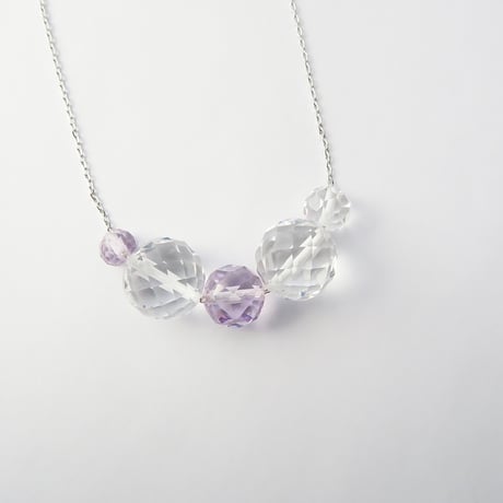 【necklace】　bubble（白水晶・ローズアメジスト）N-283