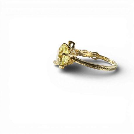 【Ring】　レモンクォーツ（ダーク） 8mm　ダンデライオンカット　＃13