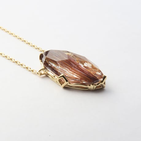 【necklace】　レッドルチルクォーツ　かんなカット
