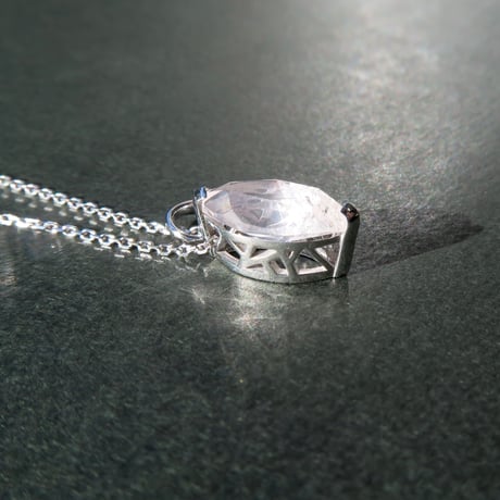 【necklace】　ローズクォーツ 12×6mm マーキス クラッシュクォーツ.