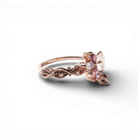 【Ring】　ローズクォーツ　6mm　スターインカット　＃11