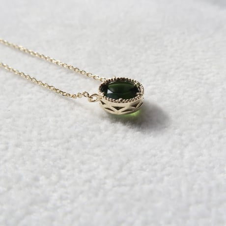 【necklace】　グリーントルマリン　6ｍｍ　さくらインカット