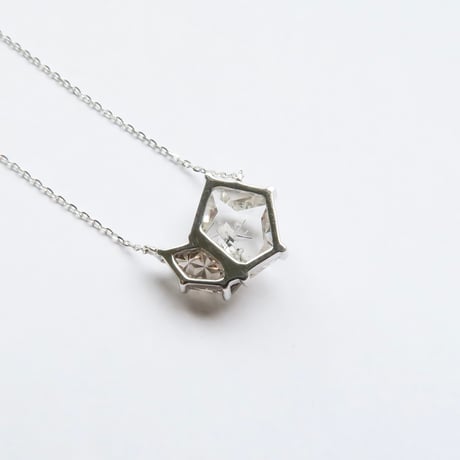 【ncklace】　スモーキークォーツ mini甲州貴石切子 + ルチルクォーツかんなカット