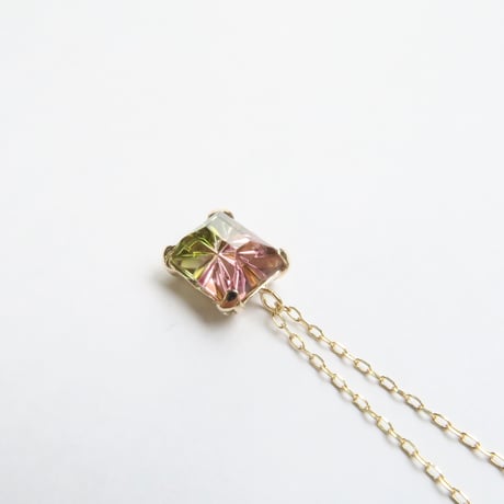 【ncklace】　バイカラートルマリン 甲州貴石切子