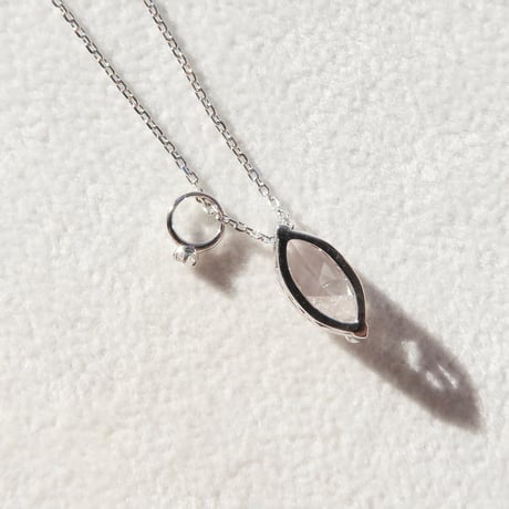 【necklace】　ローズクォーツ 12×6mm マーキス クラッシュクォーツ.