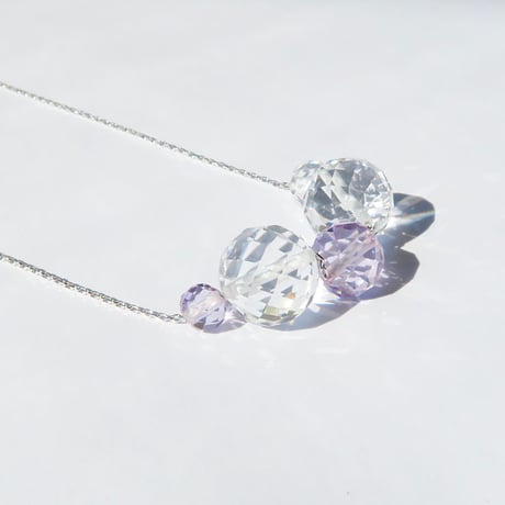 【necklace】　bubble（白水晶・ローズアメジスト）N-283
