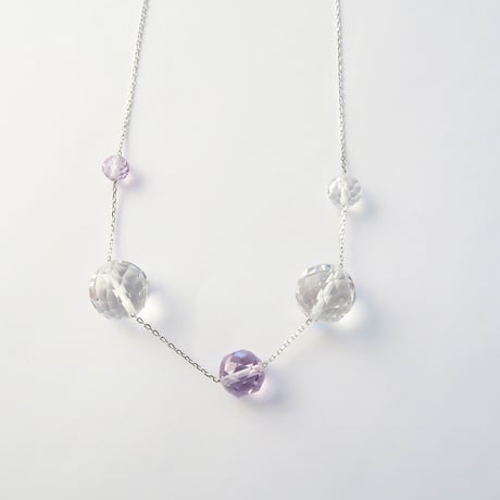 【necklace】　bubble（白水晶・ローズアメジスト）N-283