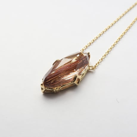 【necklace】　レッドルチルクォーツ　かんなカット