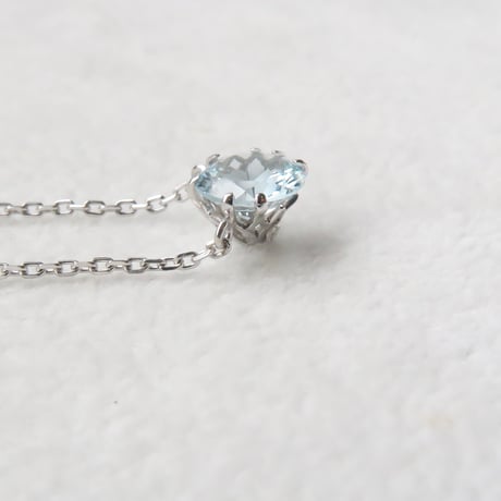 【necklace】　アクアマリン　6mm　クローバーインカット