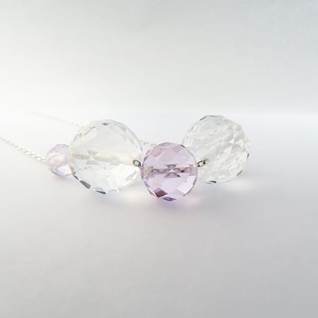 【necklace】　bubble（白水晶・ローズアメジスト）N-283