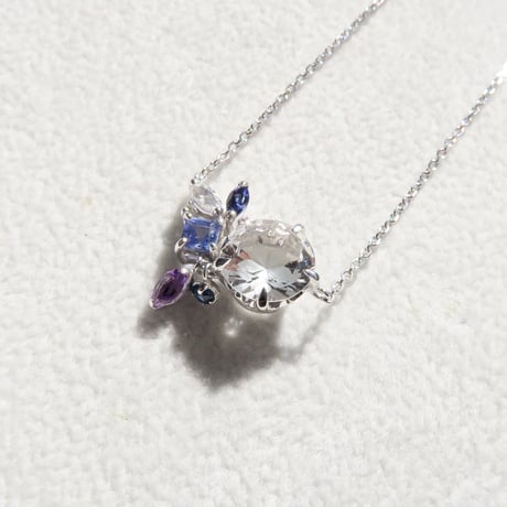 【necklace】　白水晶 8mm さくらインカット purple