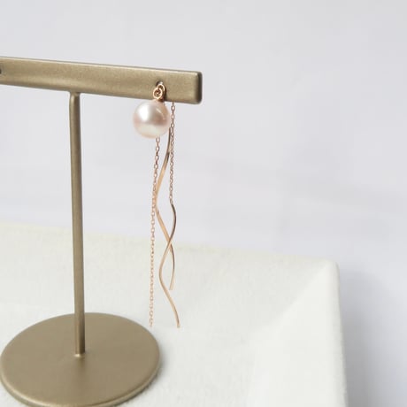 【pierced】　淡水パール　7.0-7.5mm　ピンク　片耳