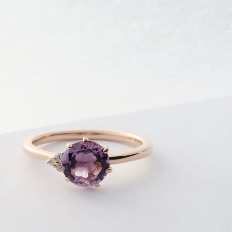 【Ring】　ローズアメジスト　6mm　クローバーインカット　＃11