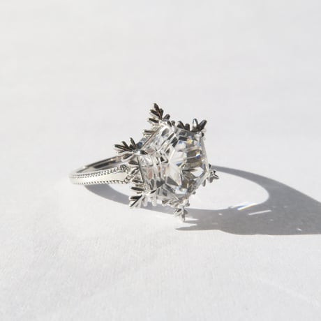 白水晶 8mm ゆきんこカット Ring＃11